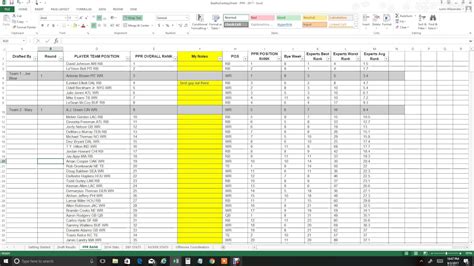 Fantasy Football Matchup Analysis Excel Template