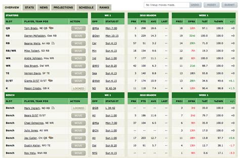 Fantasy Football Roster Management