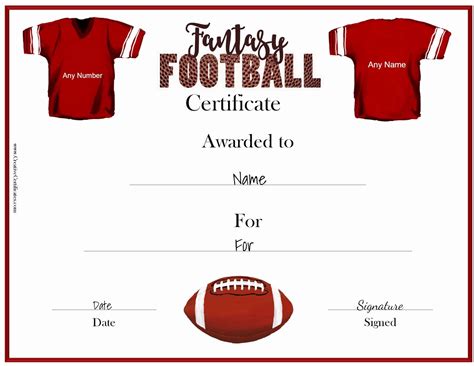 Customization options for fantasy football templates