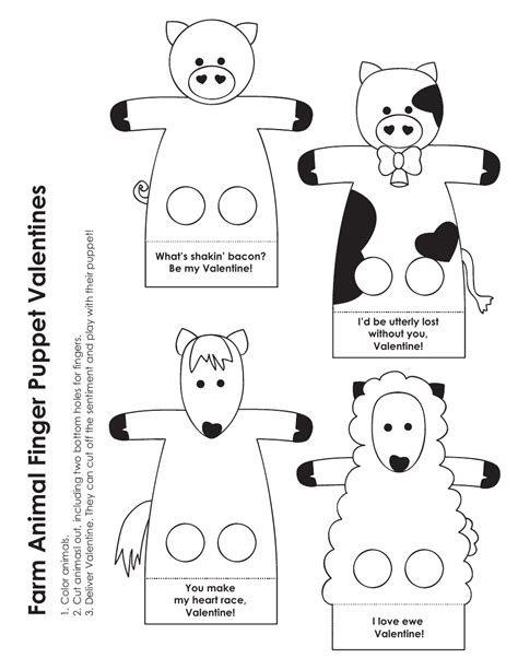 Farm animal finger puppet templates