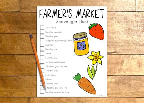 Farmers market scavenger hunt printable