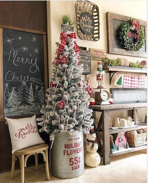 Farmhouse Christmas Tree with Rustic Accents