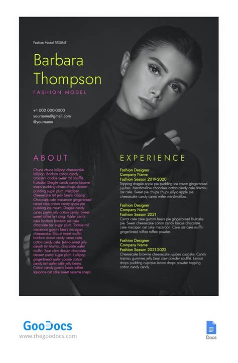 Fashion Modeling Resume Template