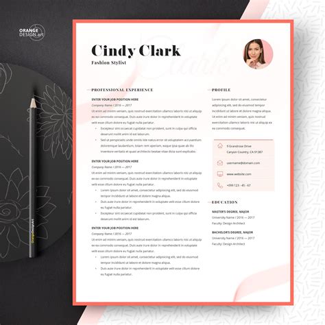 Fashion Resume Template Example