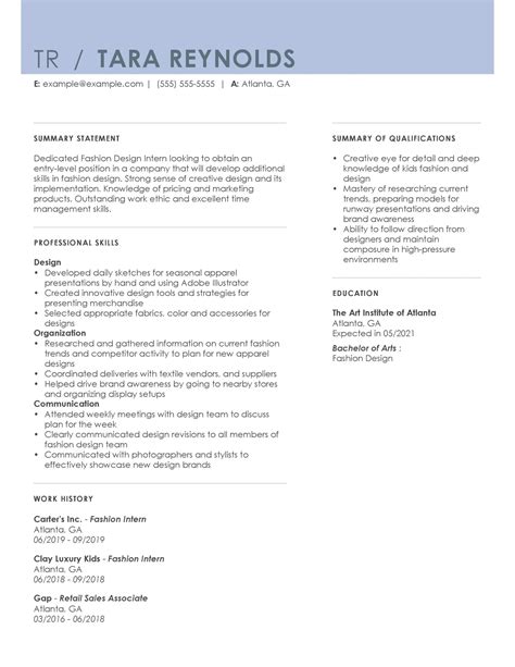 Fashion Resume Template Sample 4