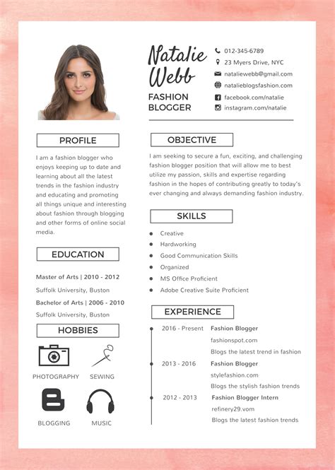 Fashion Resume Template Style 6