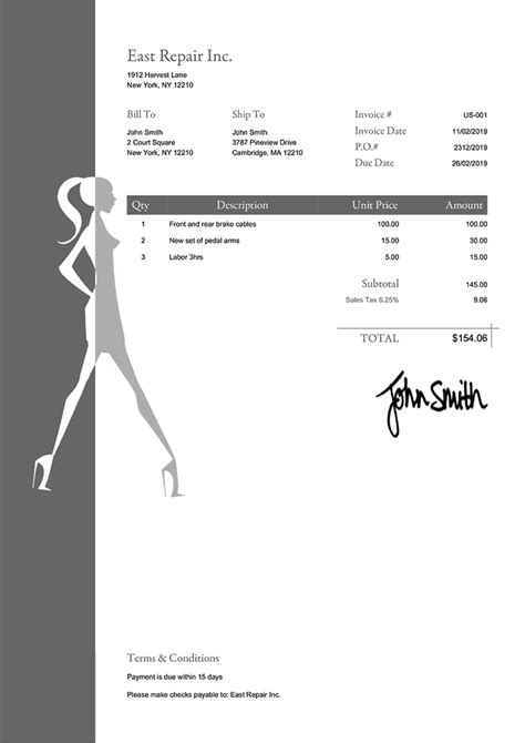 Fashion Stylist Invoice Template Example