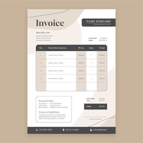 Fashion Stylist Invoice Template Free Gallery