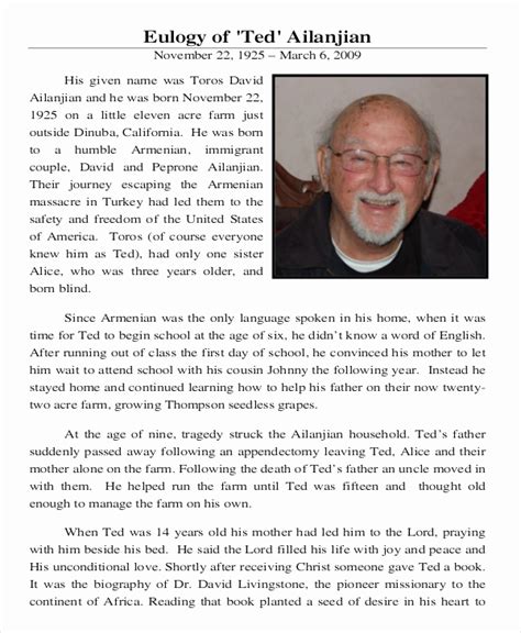 Father's Obituary Examples