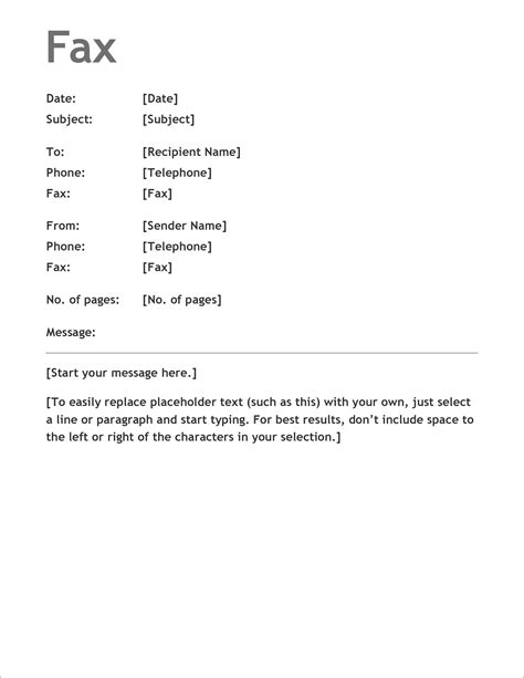 Fax Cover Letter Template 2