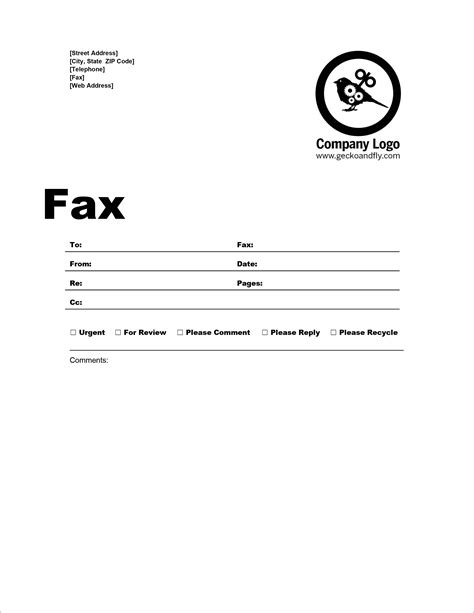 Fax Cover Sheet Template