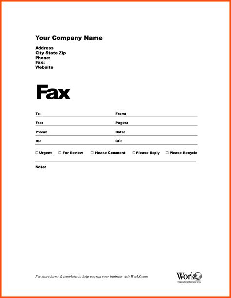 Business Fax Cover Sheet Template