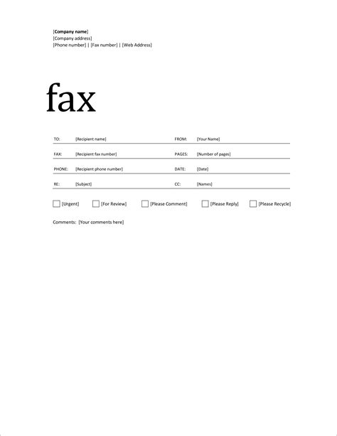 Business Fax Cover Sheet Template in Word