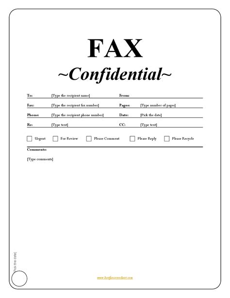 Confidential Fax Cover Sheet Template in Word