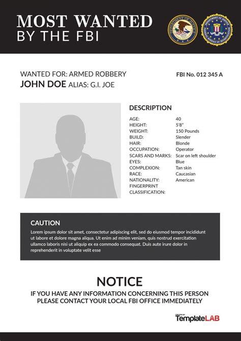 FBI Most Wanted List Template Guide