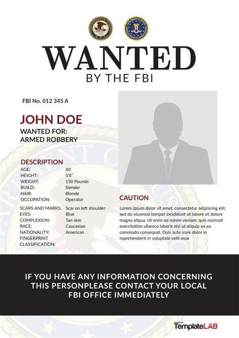 FBI Most Wanted List Template Guide