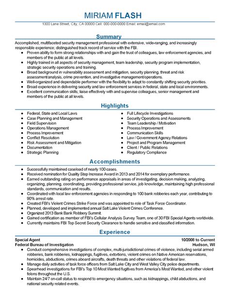 FBI Special Agent Resume Examples