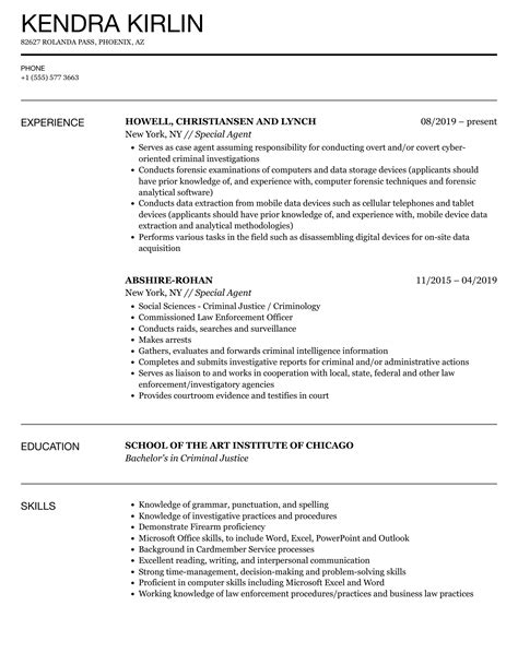 FBI Special Agent Resume Format Examples