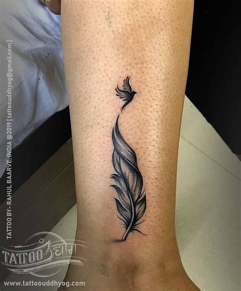 Feather tattoo ideas for leg