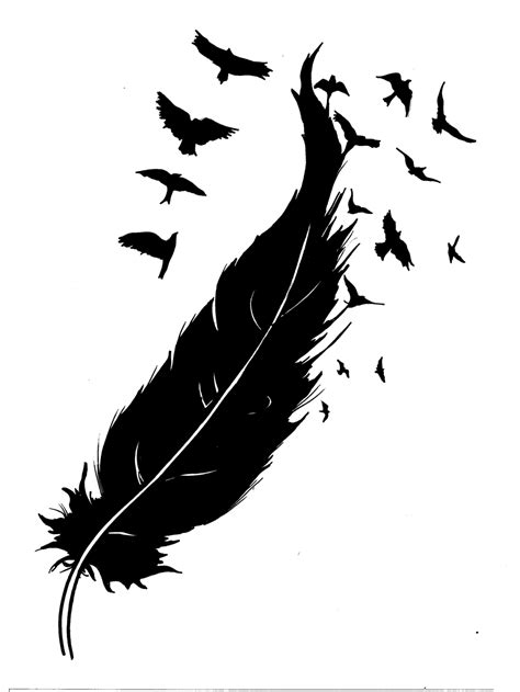 Feather tattoo stencil design