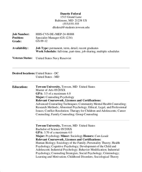 Federal Resume Template Word Free