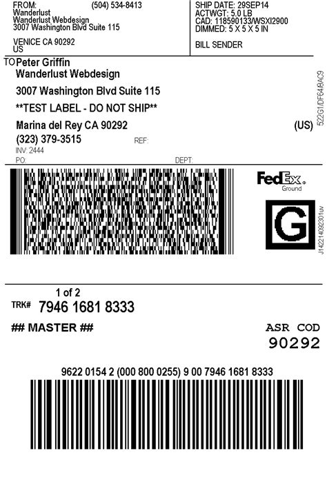 FedEx Shipping Label Example 1