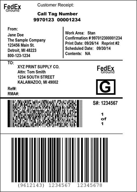 FedEx Shipping Label Example 6