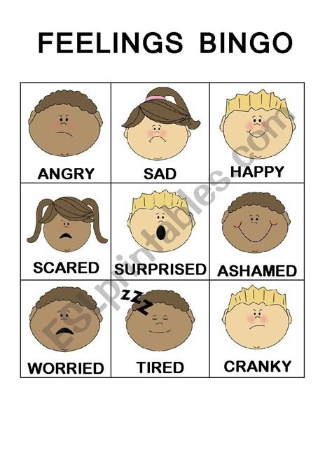 Feelings Bingo Worksheet