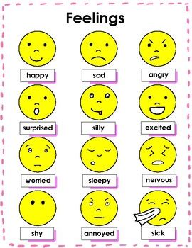 Feelings Vocabulary Chart