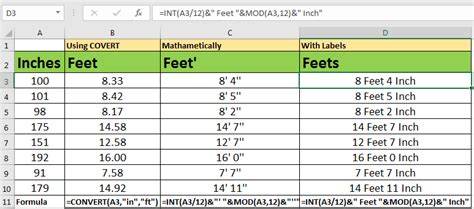 Feet and inches formatting