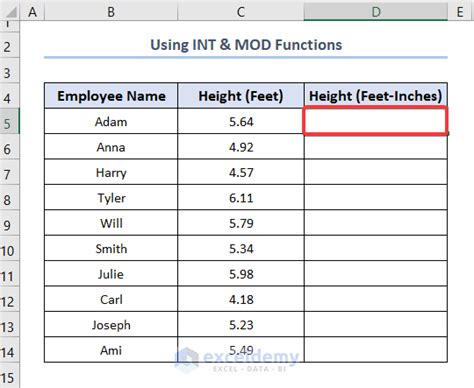 Feet and inches conversion using Excel functions