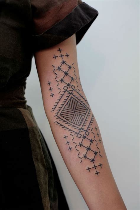 Feminine Elbow Tattoo Ideas with Geometric Shapes