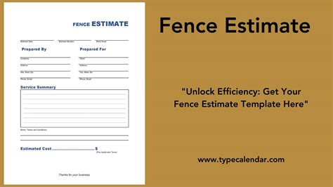 Fence Estimate Template Excel Format