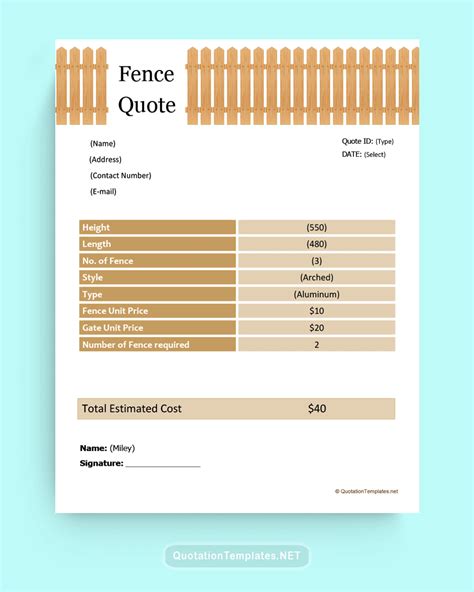 Fence quote template gallery 1