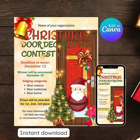 Festive Font Door Decorating Contest Flyer Template