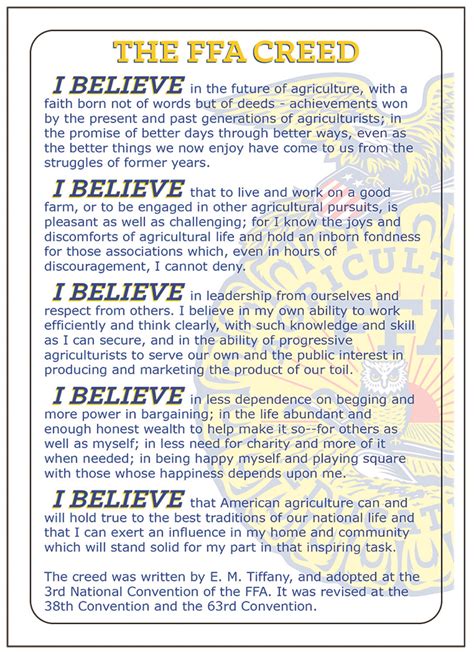 FFA Creed Printable Templates