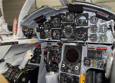 A fighter jet instrument panel showing the controls