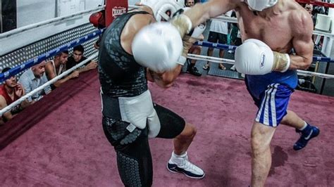 A fighter sparring with a partner