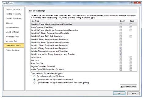 Use File Block Feature in Excel