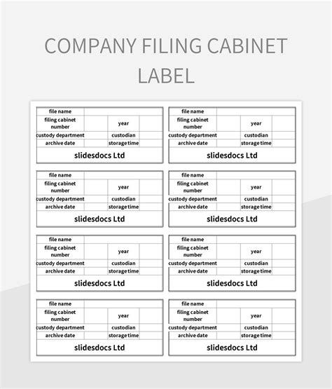 Layout of File Cabinet Labels Templates