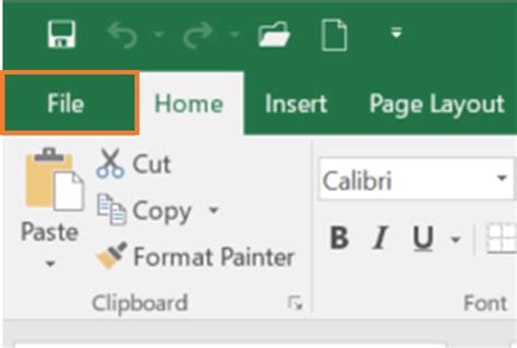 FILE tab in Excel