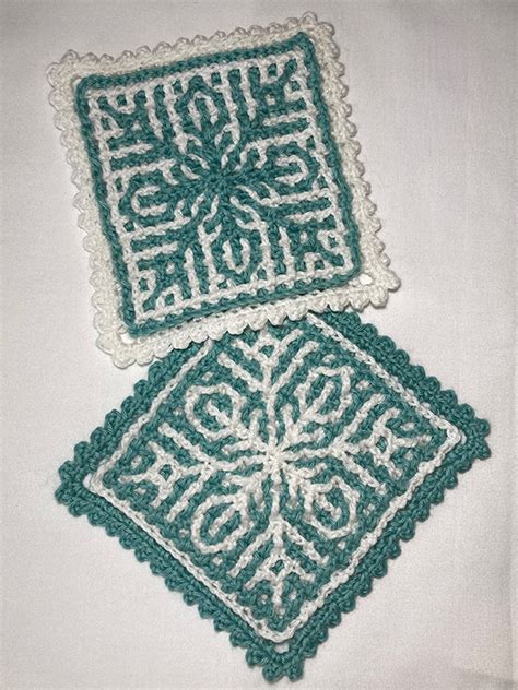 filet crochet coasters