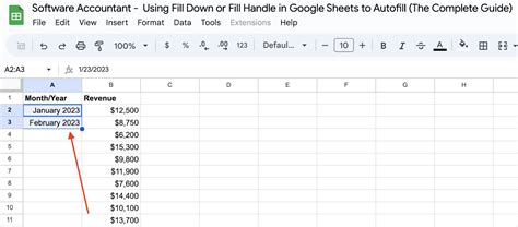 Fill handle in Google Sheets