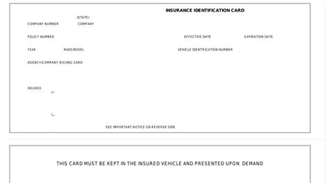 Filling Out Insurance Card Template