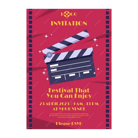 A film festival invitation with a collage of movie posters and a festival banner.