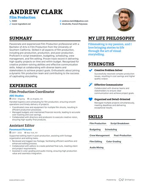 Film Industry Resume Template