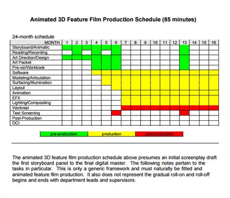 Film Production Schedule Template Example 4