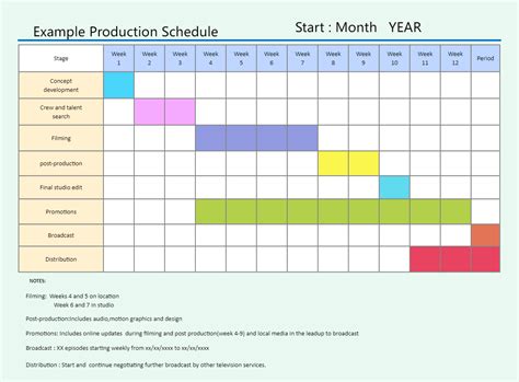 Film Production Schedule Template Example 7