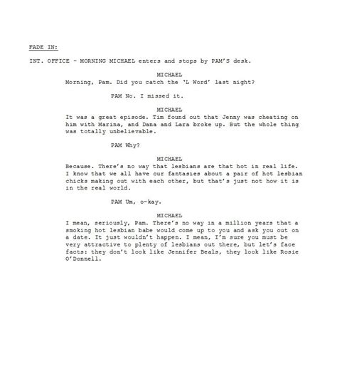 A screenshot of a film script template