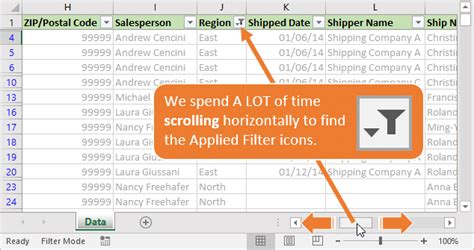 Using the Filter Button in Excel for Mac